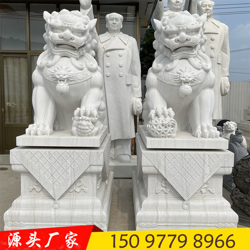福建石头狮子一对2米2.2米2.5米高2.8米3米 大型石材北京狮故宫狮