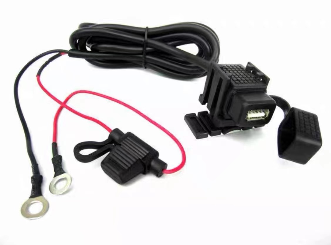 踏板车电瓶车手机充电器带连接线 单USB摩托车车充安装支架