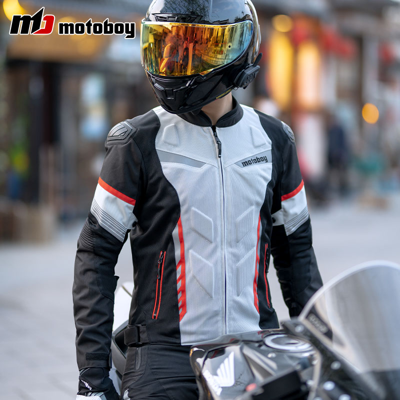 motoboy骑行服男摩托车夏季机车服网眼透气骑士服装防摔通风护胸