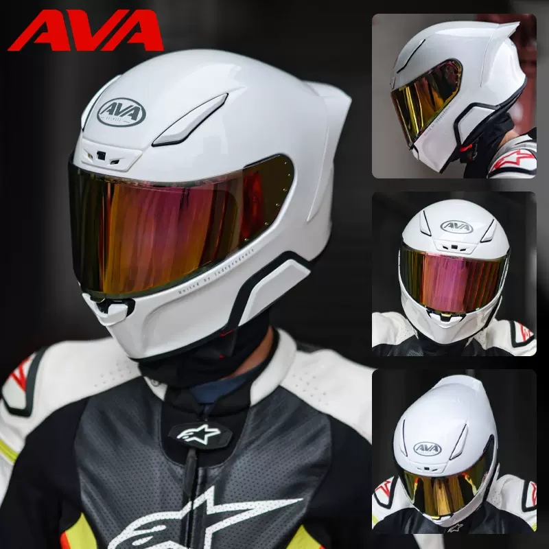 AVA红箭头盔摩托车头盔男女四季防赛塞纳全盔夏季大尾翼蓝牙耳机