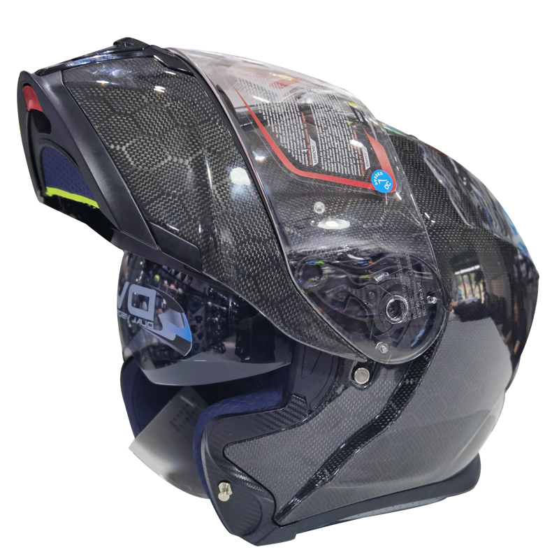 h2h摩托车头盔太阳镜双镜片碳纤维揭面四季男女轻量级头盔3C认证