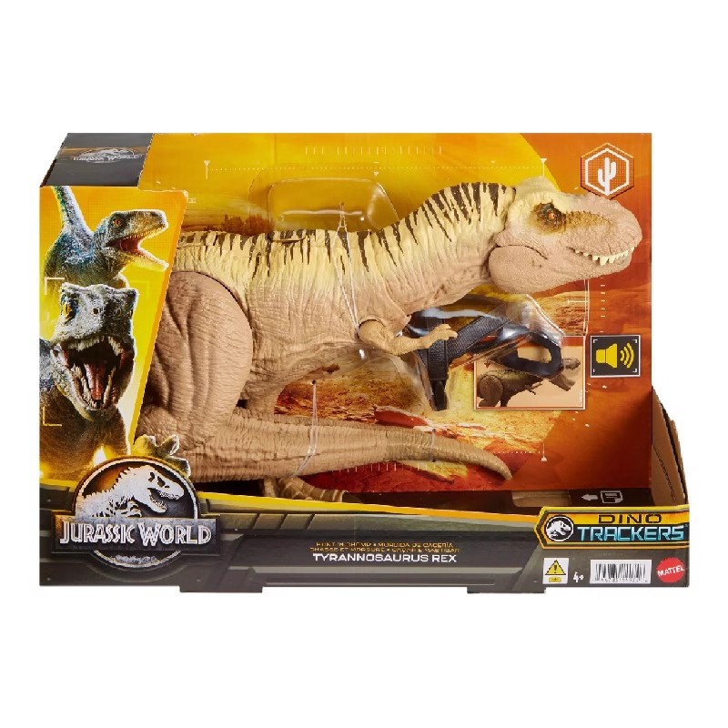 美泰侏罗纪世界沙漠系大型追踪暴龙声效霸王龙恐龙模型玩具HNT62