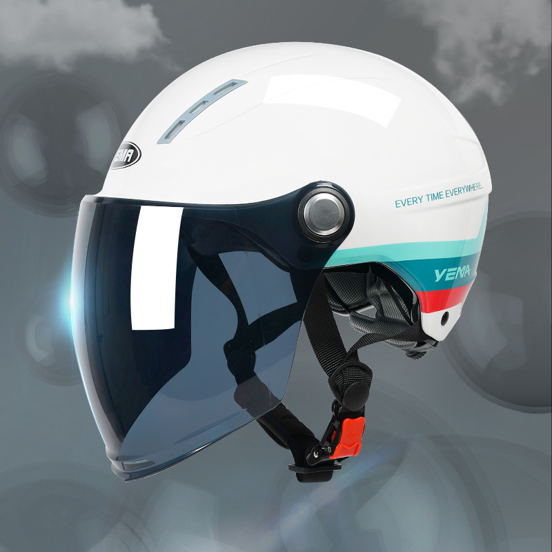3C认证野马夏季电动摩托车头盔女夏天防晒紫外线半盔男电瓶安全帽