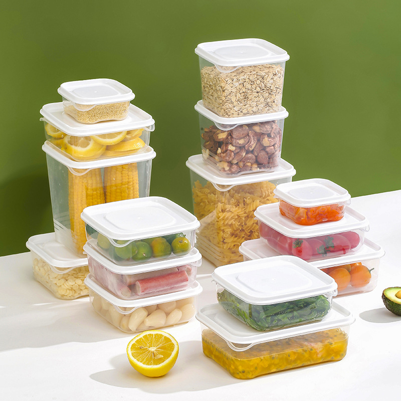 厨房冰箱多规格保鲜盒水果蔬菜防尘密封收纳盒冷冻室专用储藏盒子