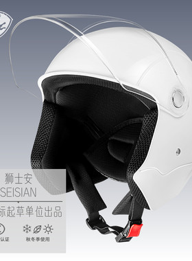 狮士安3C认证头盔电动车摩托车电瓶车男女四季安全帽秋冬季款保暖