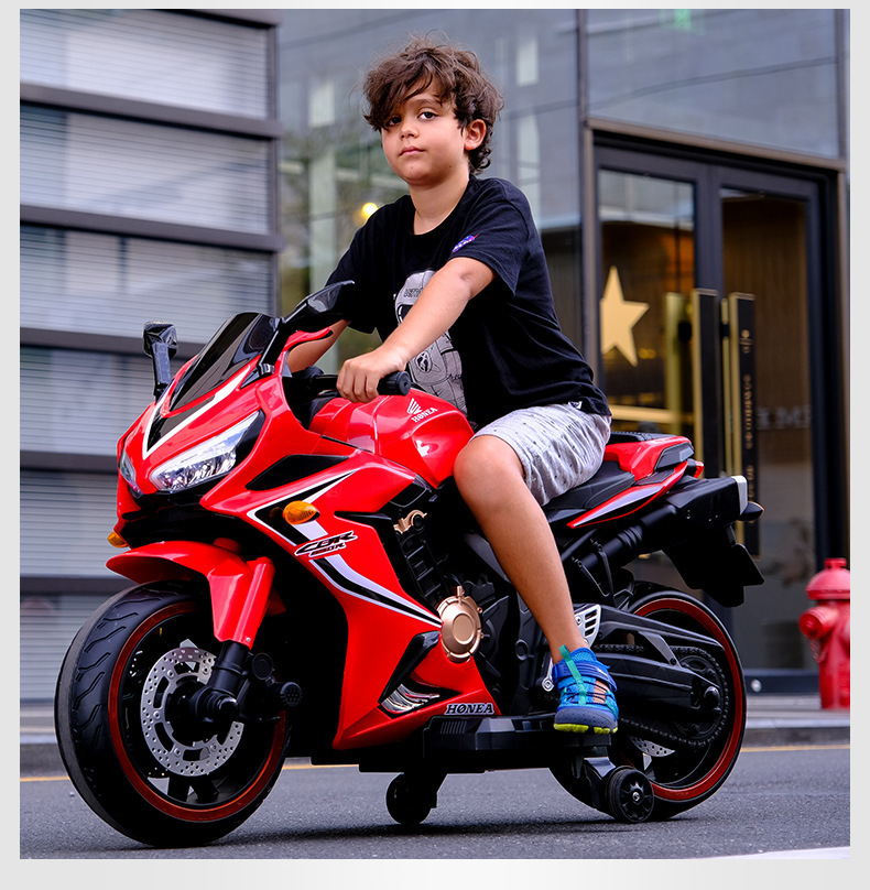 超大号新款儿童电动摩托车男女小孩可坐双人摩托车两轮充电玩具车