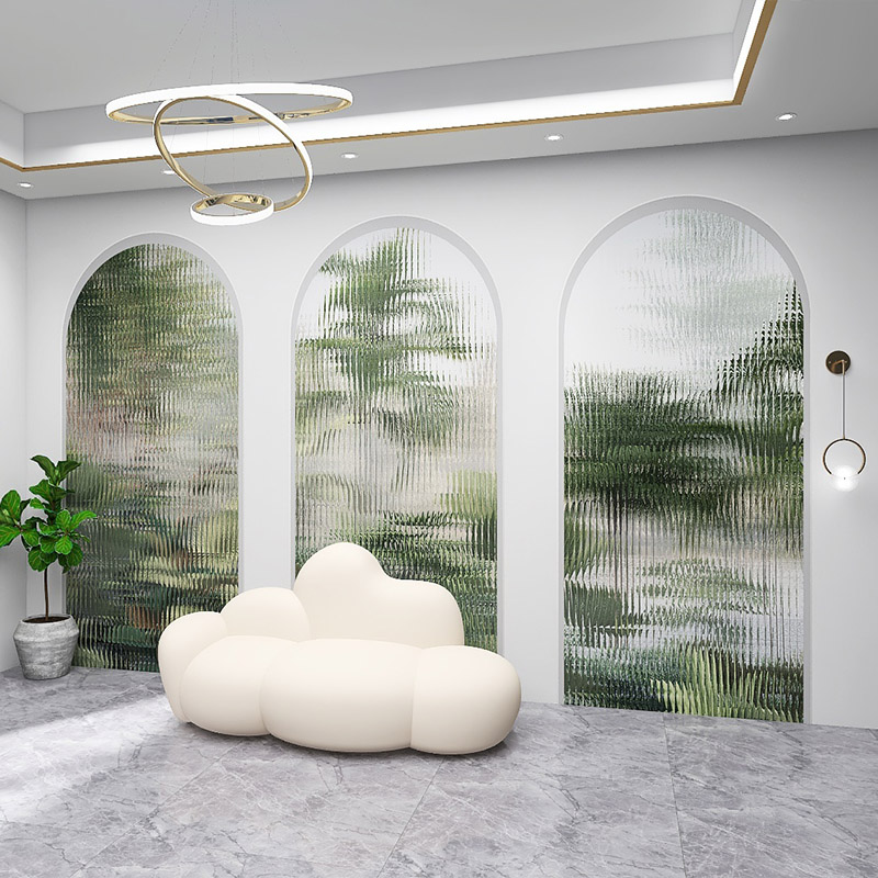 3d森林植物墙纸风景墙布法式客厅餐厅沙发背景延伸空间仿玻璃壁纸