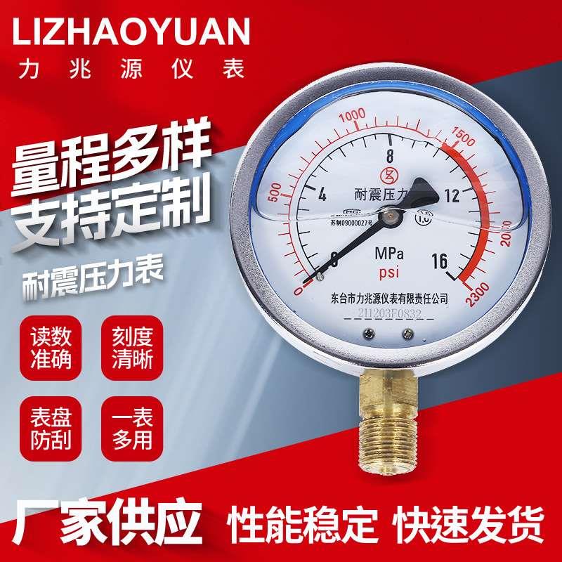 YN100耐震压力表充油压力表 真空耐震气压水压负压表