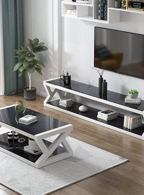 客厅电视柜简约现代小户型家用钢化玻璃茶几组合电视机柜定制定做