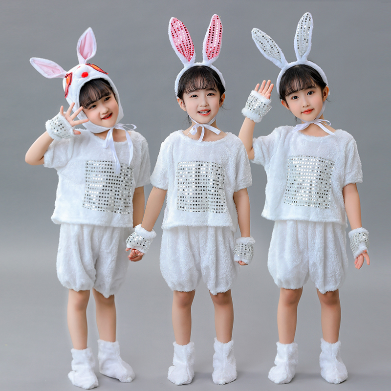 新款儿童小兔子演出服小白兔子动物表演服装幼儿园舞台舞蹈纱裙