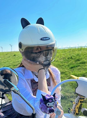 头盔猫耳朵装饰电动车摩托头盔配饰可爱改造配件装饰品公主猫耳朵