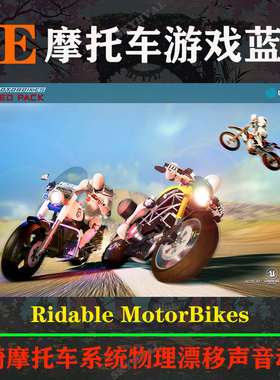 UE5虚幻4蓝图Ridable MotorBikes可骑乘摩托车游戏系统模板源文件