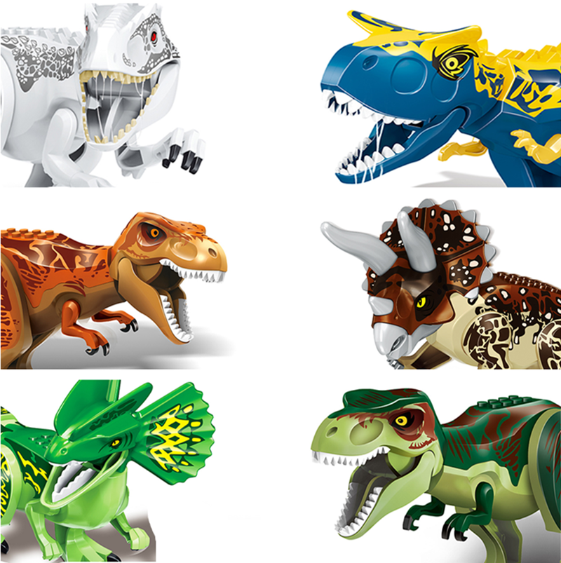 恐龙动物公园霸王龙侏罗纪牛龙暴龙模型拼装益智积木世界儿童玩具