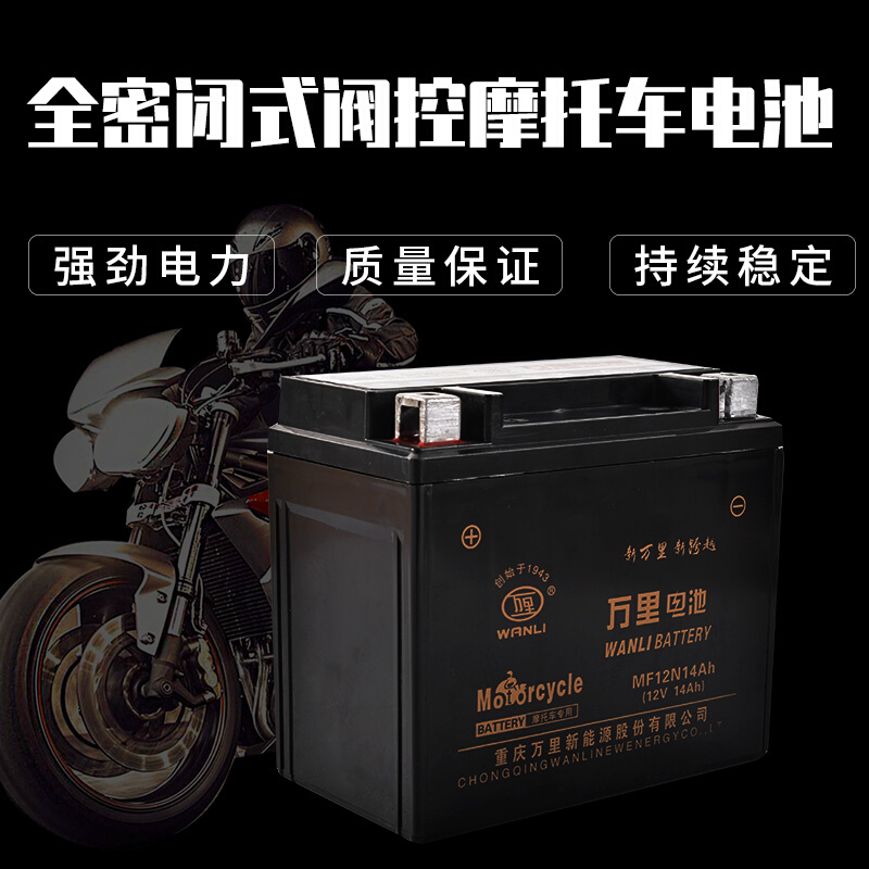 万里三轮摩托车蓄电瓶12V伏免维护弯梁踏板4538769ah安通用干电池