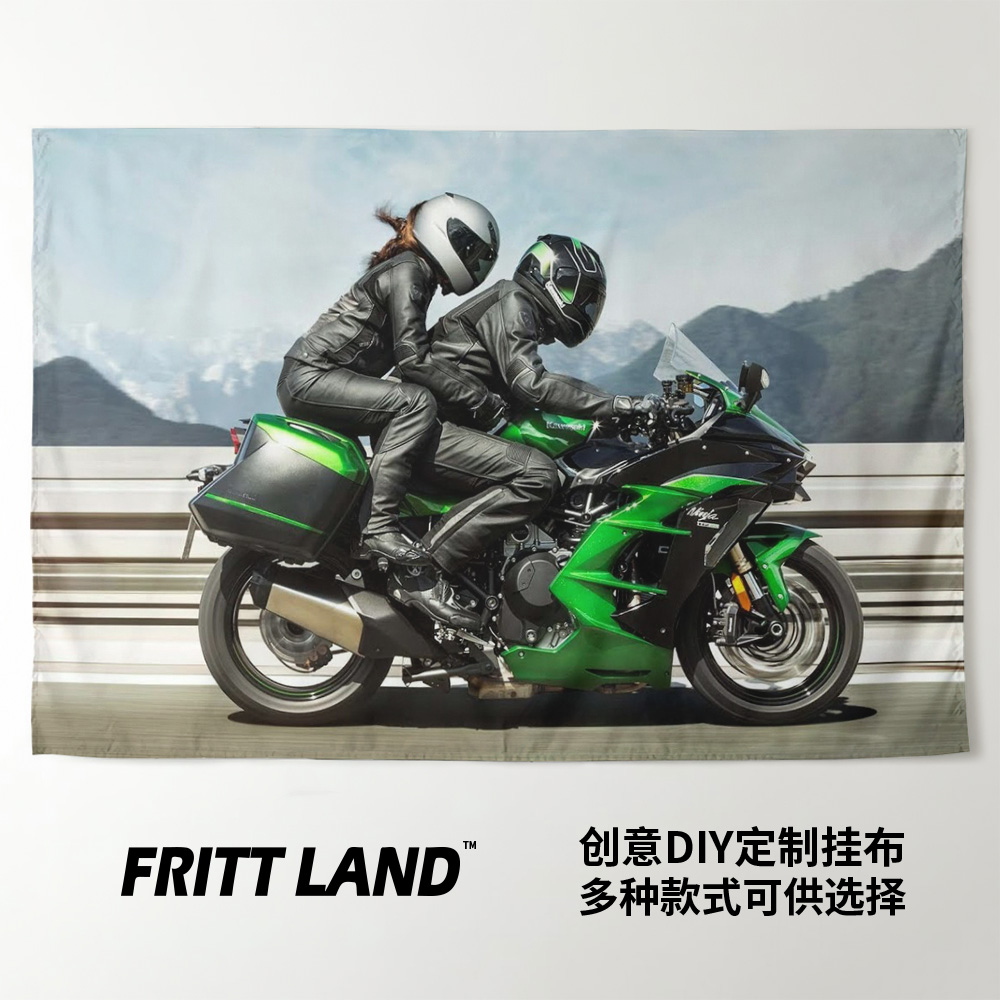 川崎忍者Ninja H2 SX重型旅行摩托机车周边装饰背景墙布挂布海报