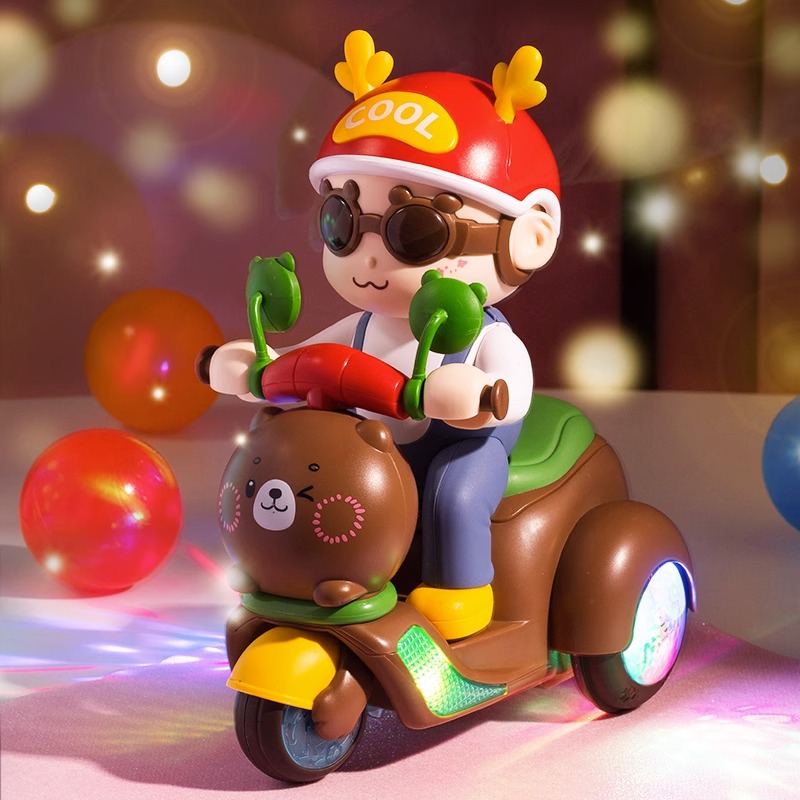 特技三轮车猪猪侠骑摩托儿童电动会唱歌跳舞的大全音乐发光玩具