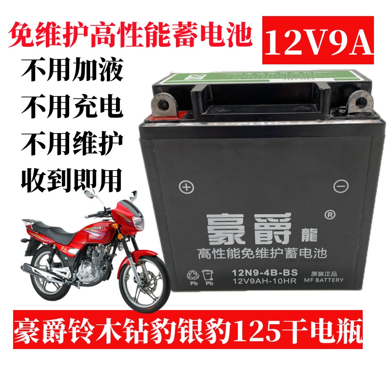 适用豪爵125摩托车电瓶12v通用铃木干铅酸蓄电池太子钻豹12n9电池