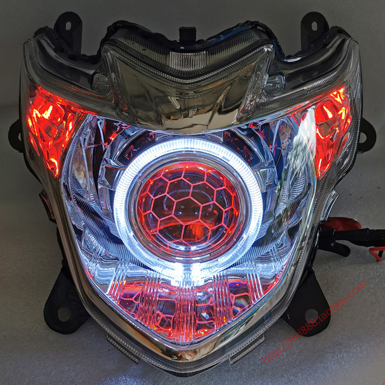 红宝摩托车改装Q5海5双光透镜天使眼氙气灯恶魔眼大灯前照灯超亮