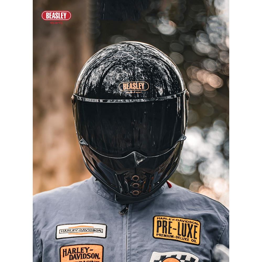 BEASLEY比斯力复古摩托车头盔男巡航机车骑行全盔女夏蓝牙3c认证