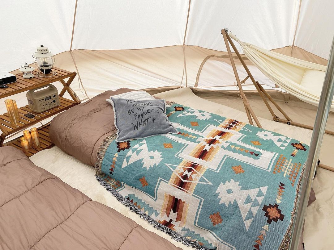 波兰 毛毯民族风美式乡村装饰毯毛毯盖毯几何床毯露营充气床帐篷