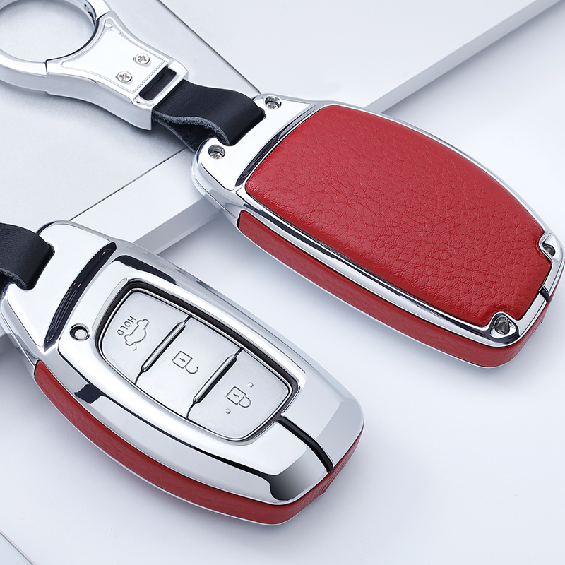 专用2020新款现代领动途胜名图索纳塔九车钥匙包遥控金属壳皮套扣