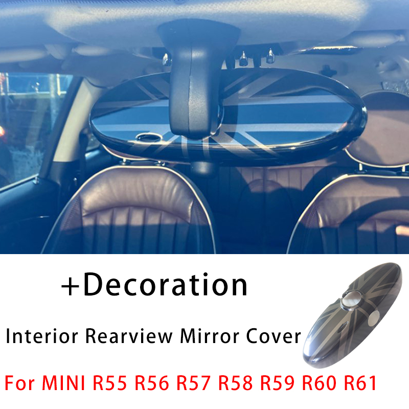 适用宝马MINI迷你Cooper R55R56R60室内后视镜装饰贴壳倒车镜改装