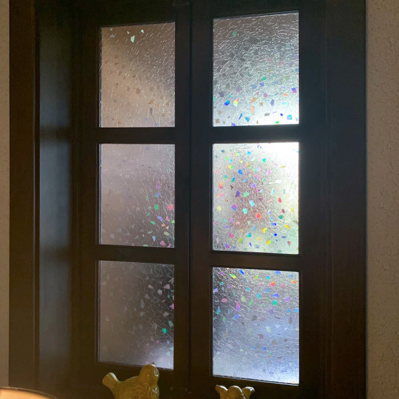 3D炫彩七彩静电免胶透光半透明玻璃贴膜阳台窗户贴纸客厅移门装饰