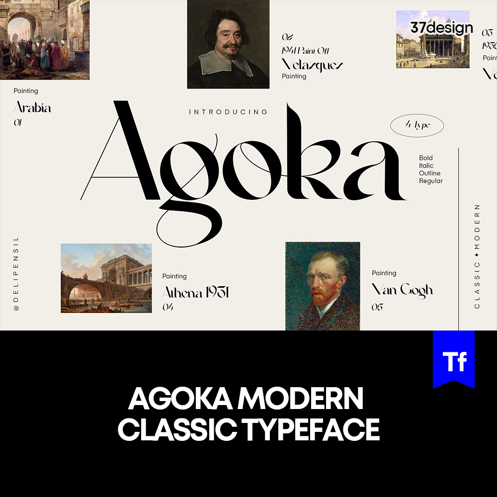 Agoka 现代潮流衬线英文字体品牌标识logo排版版式字体安装下载