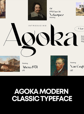 Agoka 现代潮流衬线英文字体品牌标识logo排版版式字体安装下载