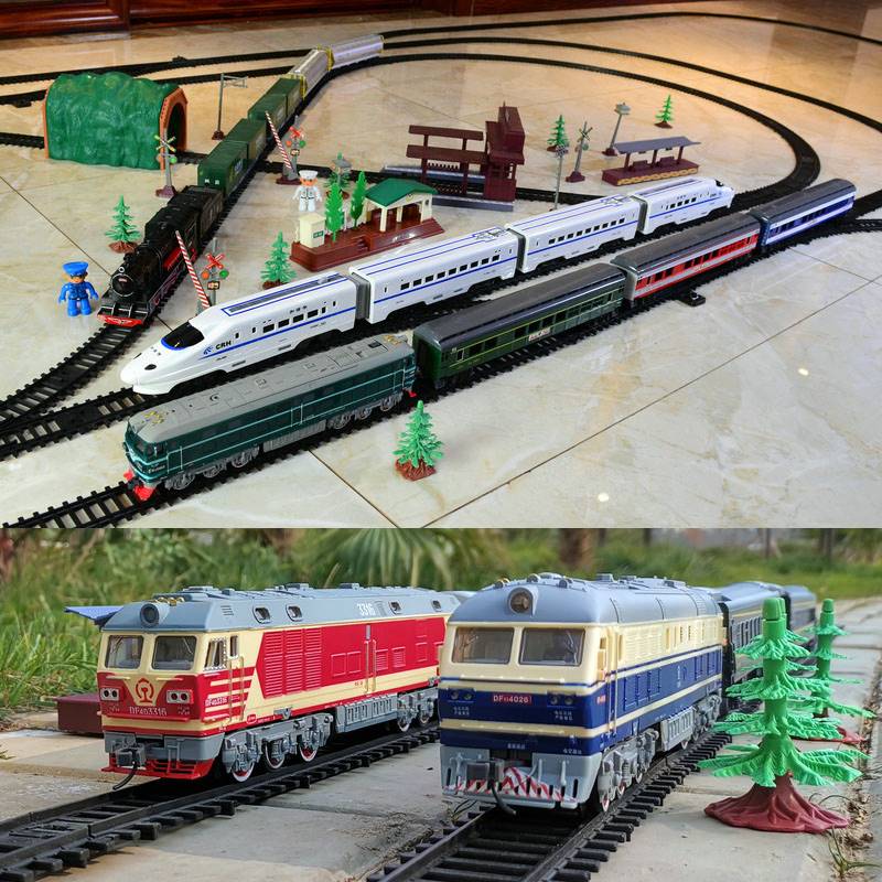 蒸汽火车模型儿童网红爆款玩具和谐号高铁模型合金绿皮车厢动车