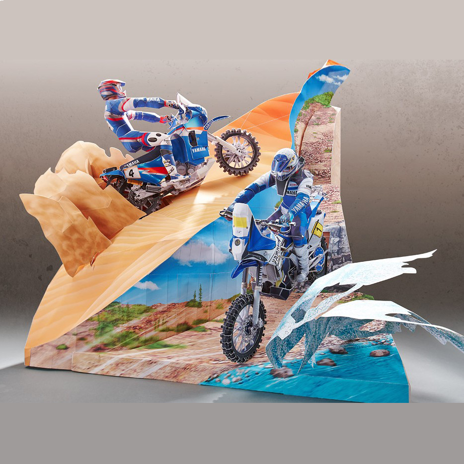 山地越野摩托车场景3d立体纸模型DIY手工制作儿童益智折纸玩具