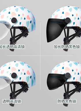 防晒防紫外线电动摩托车头盔镜片防雾透明半盔通用安全帽前挡风镜