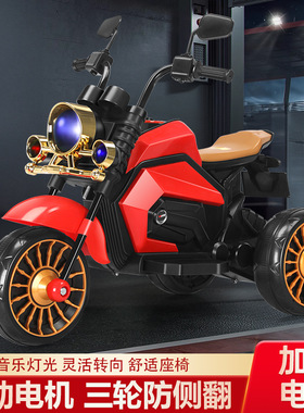 新款复古小哈雷电动车儿童摩托车可坐人溜娃神器哈雷小孩遥控电瓶