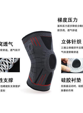 士威新款跨境立体编织硅胶支撑尼龙透气运动护膝跑步骑行健身保护