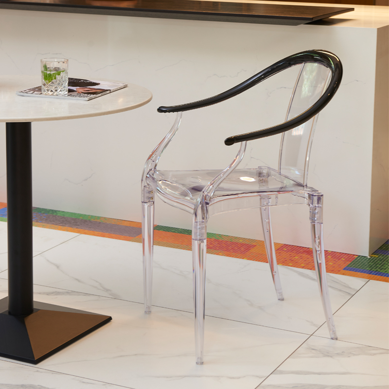 新中式透明椅子太师椅家用圈椅亚克力简约靠背扶手椅北欧塑料餐椅