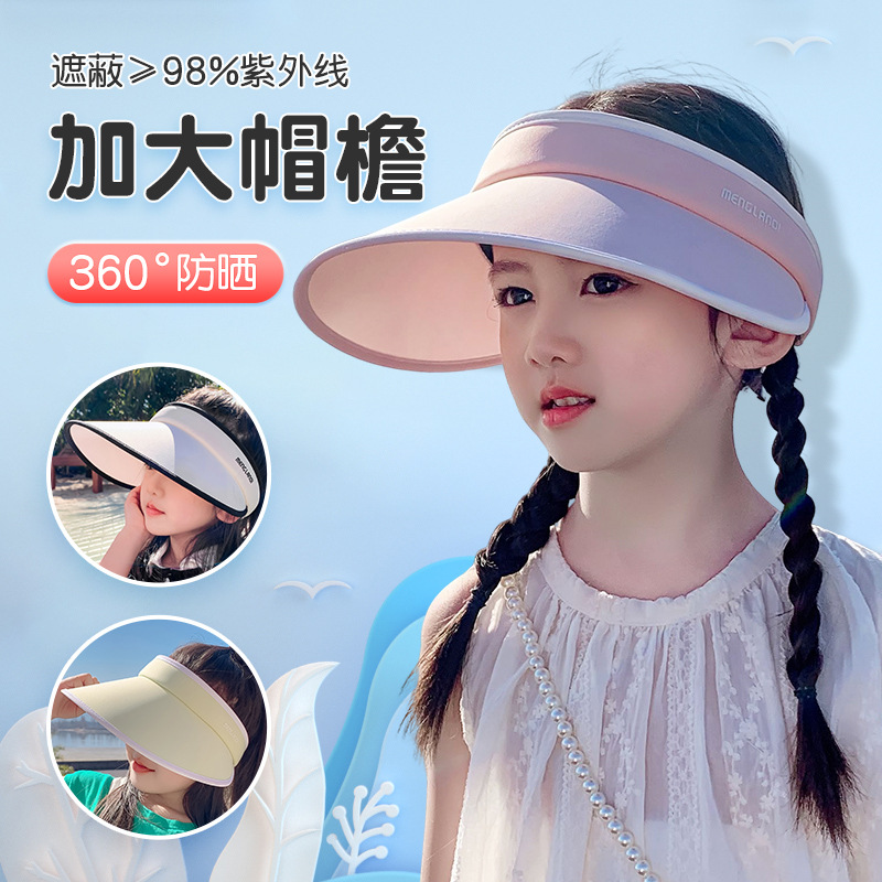 新款儿童防晒帽女童夏季防紫外线大帽檐遮阳男孩运动太阳帽空顶帽