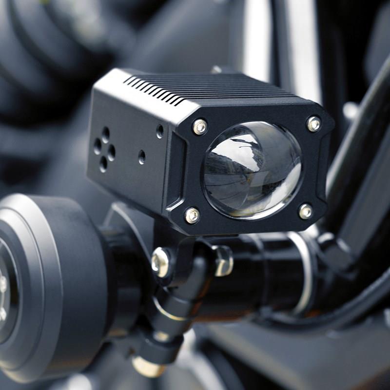 配件适用摩托车射灯圆弧切线透镜改装大灯鱼眼灯泡射灯远近黄白光