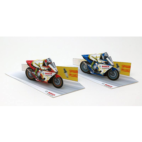 儿童益智DIY手工制作卡通摩托车迷你赛车场景3D纸模型纸艺玩具