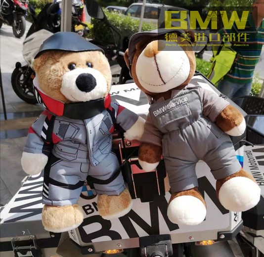 宝马拉力熊公仔摩托车赛车熊技师小熊维修熊雪橇熊摩旅熊玩偶挂饰