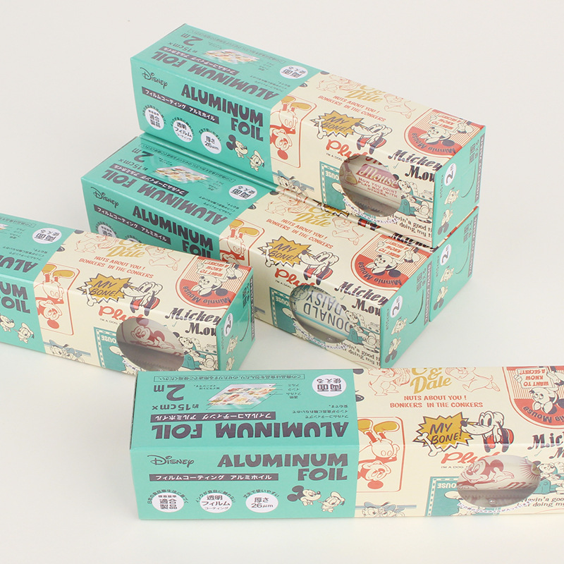 日本进口卡通图案厨房烘焙三明治糖果铝箔纸一次性长方形包装锡纸