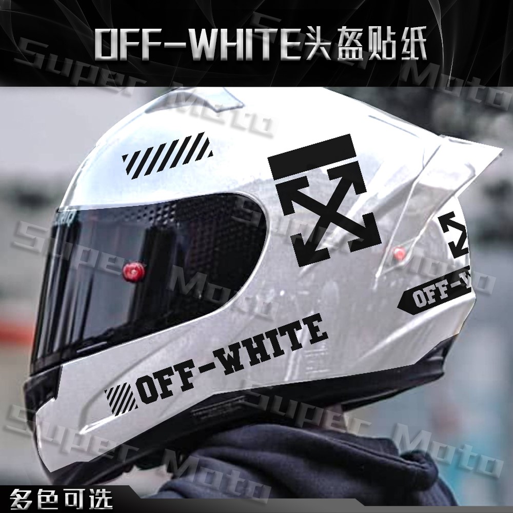 适用摩托车头盔OFF-WHITE贴改装SHOEI AGV Arai全盔个性防水贴花