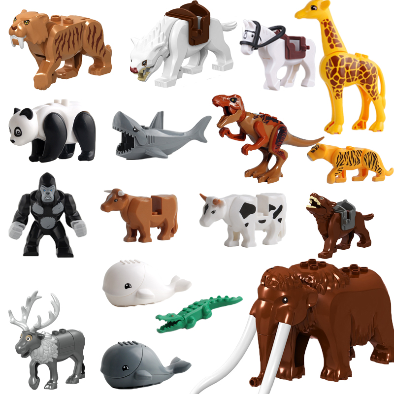 动物小颗粒积木益智拼装熊猫长颈鹿狗熊老虎大象乐高儿童男孩玩具