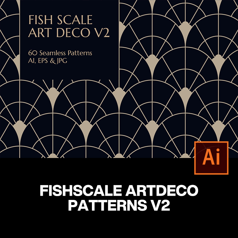 60款Art Deco奢华抽象机械几何图形装饰图案设计Ai矢量纹理素材