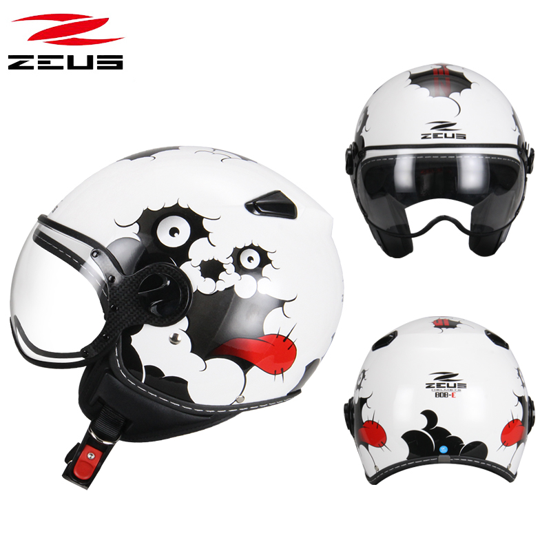 高档ZEUS瑞狮头盔摩托车头盔夏季男女士复古半盔巡航电动车安全帽