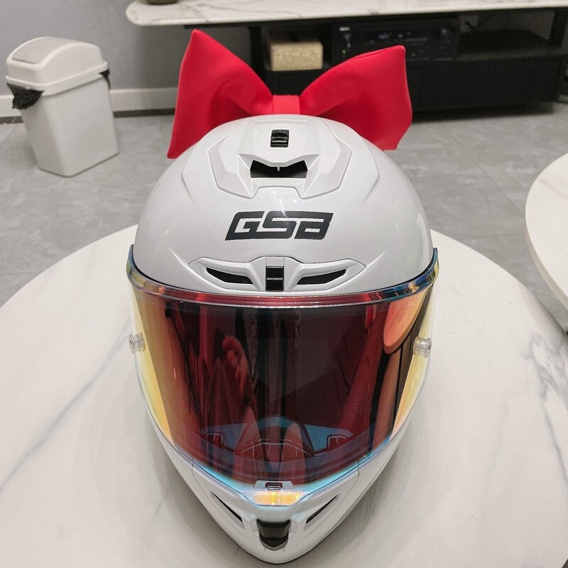 网红同款超大蝴蝶结摩托车头盔装饰品红色机车摩托滑雪