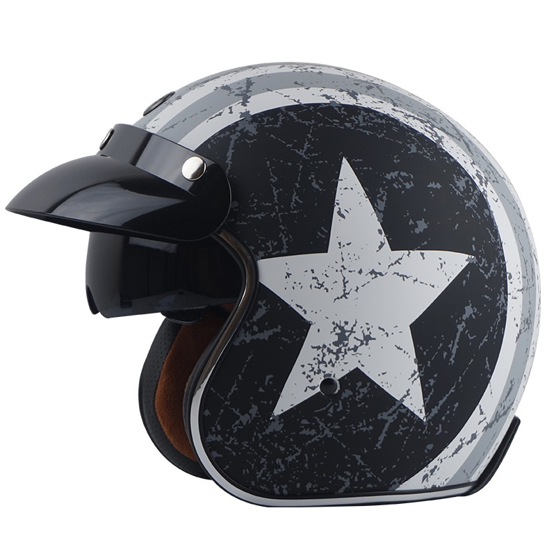 经典TORC摩托车复古哈雷机车头盔带内置镜片DOT认证男女通用