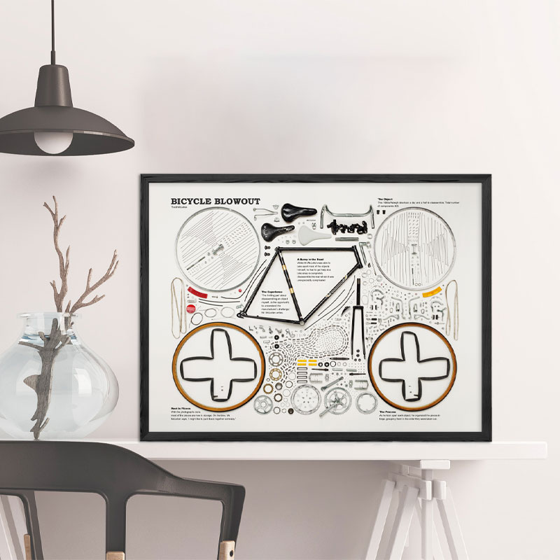 自行车盛宴单车拆解图横款无框可定制精品布画芯海报现代装饰画