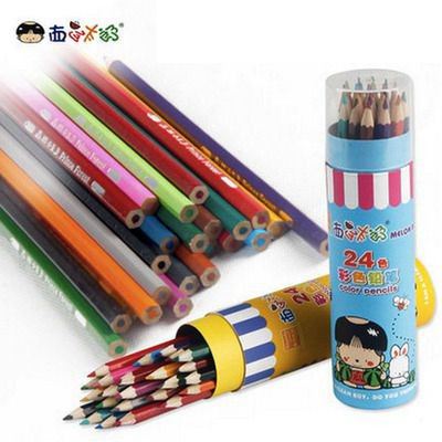 西瓜太郎儿童彩色铅笔12色18色24色桶装学生绘画填色彩铅创意彩笔