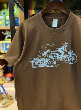 阿美咔叽美式复古 vintage 经典摩托机车 印花纯棉男女款情侣T恤