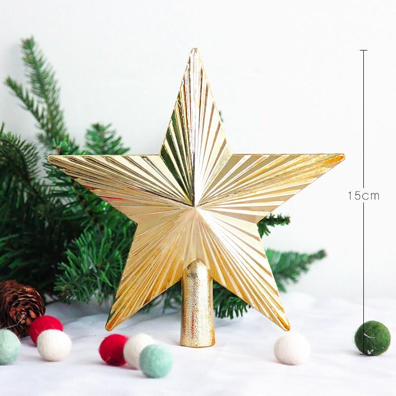,装饰星星物品圣诞树氛围配饰圣诞节圣诞树金布置顶星底部五角星